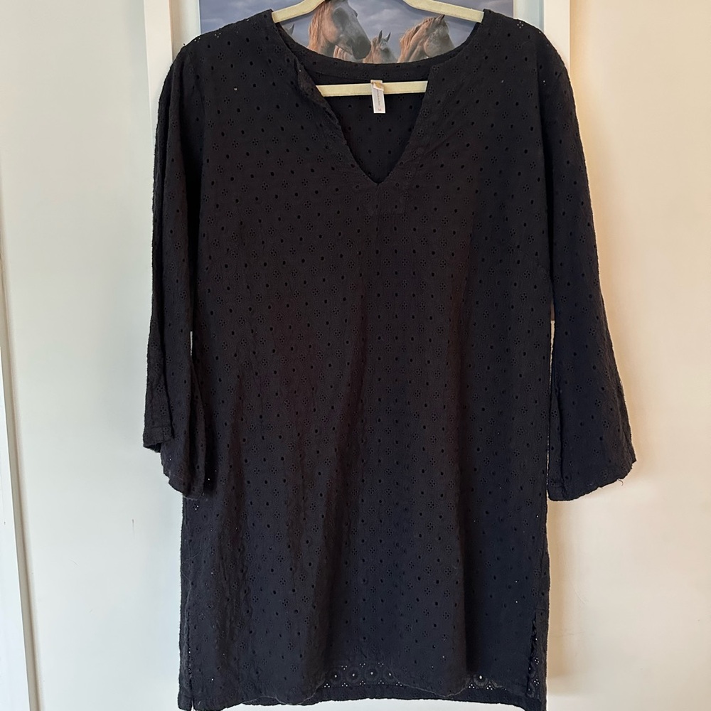 HELEN JON Blue Beach Cover Up With Bell Sleeve Tunic Top